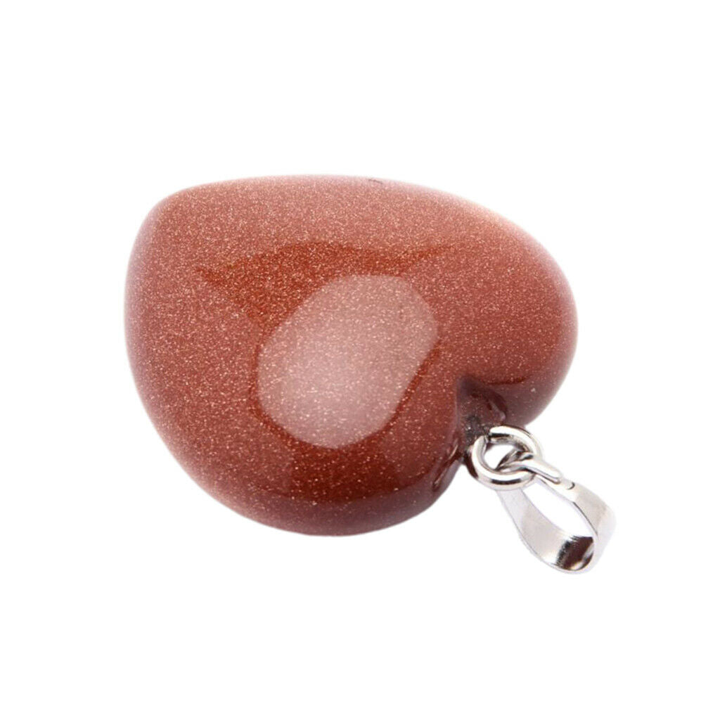 Natural Love Heart Stone Pendants Crystal Quartz Beads Charms DIY Crafts