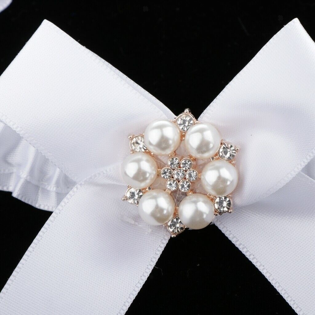 of 2 Women Crystal Leg Garter Belt Bowknot Thigh Strap Prom Costumes White