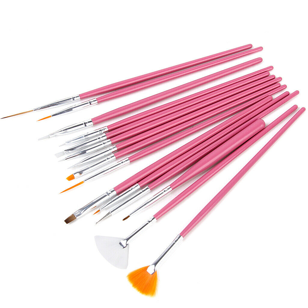 15pcs Nail Art Design Painting Drawing Painting Pen Brush Tool Set - Pink