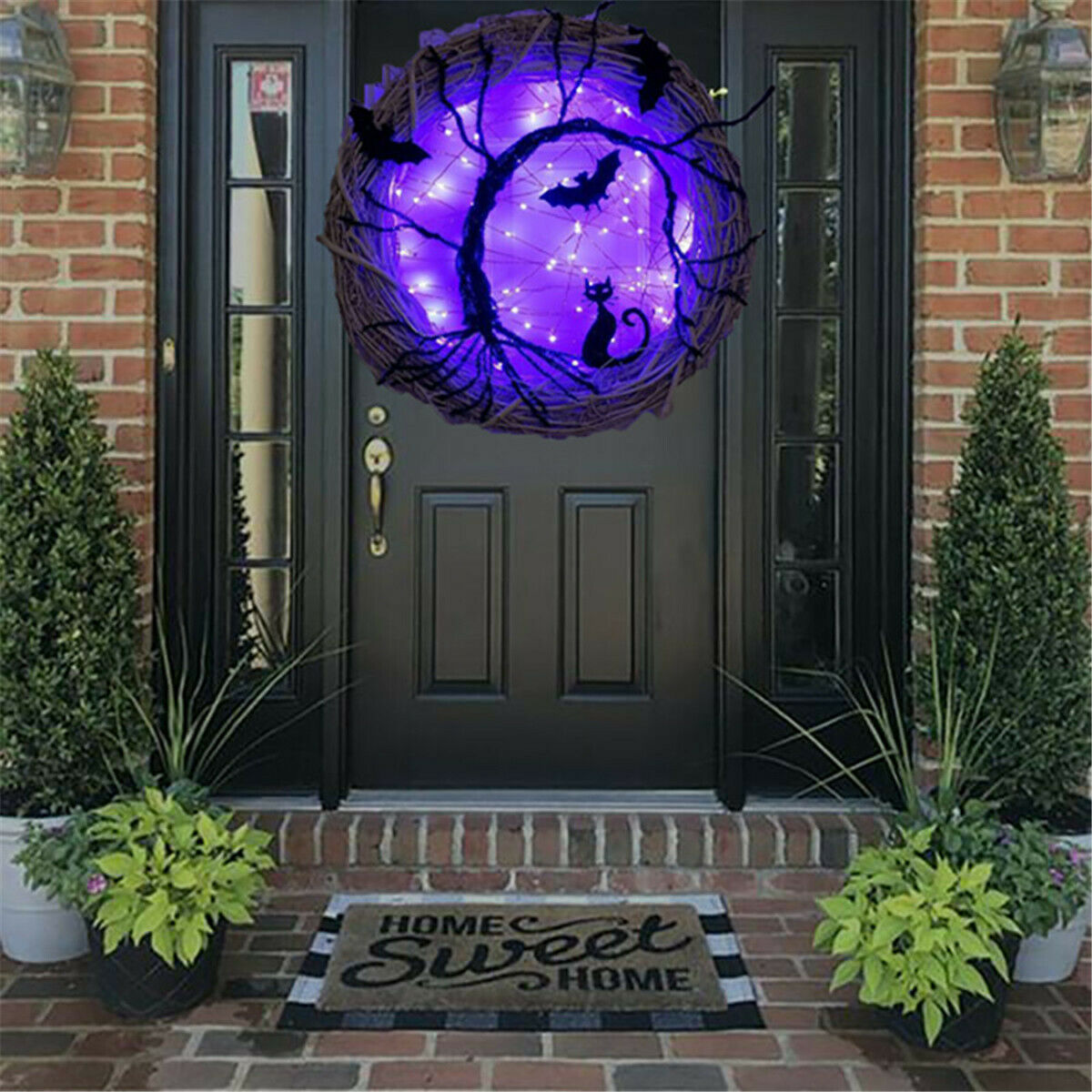 Halloween Glowing Light Bat Hanging Decoration Horror Party Ornaments Wreath