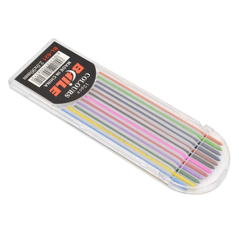 1 Set 12 Colors 2mm Lead Refills for Mechanical Pencil Stationery Painting New