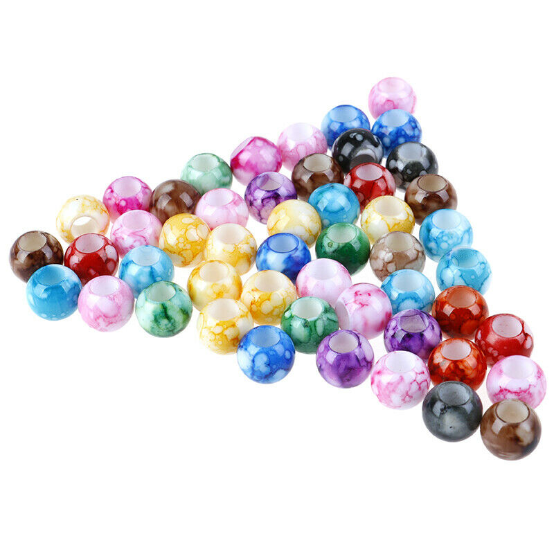 50x Acrylic Round Hair Beads Braids Diy Dreadlock Beads Hair Extension Je.l8