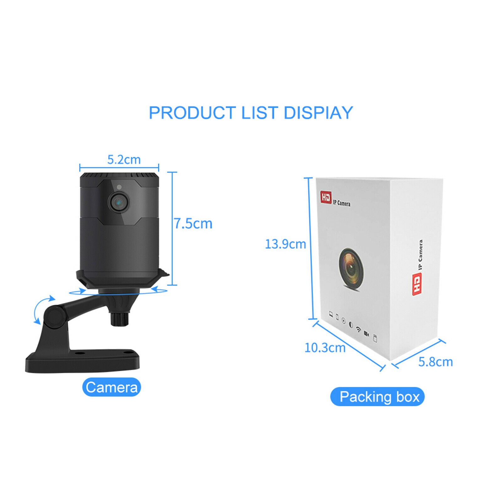 Mini WiFi Camera Security Camera LED Night Vision Motion-Tracking 1200mAh