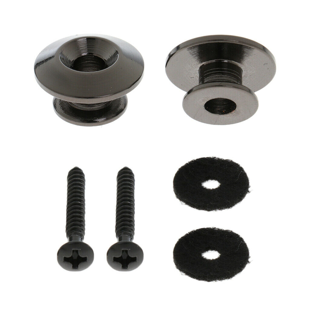 2 Pcs Guitar Strap Lock Nut Screws Set Ukulele Replacement Accessory Black