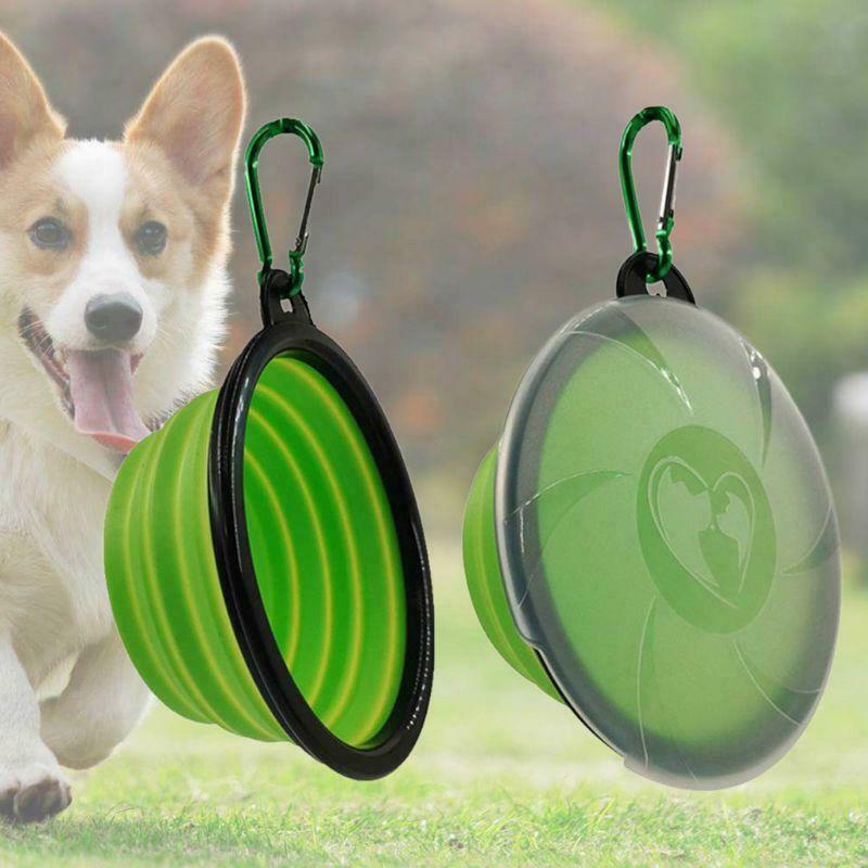 2pcs Silicone Pet Collapsible Folding Bowl with Lid Portable Dog Cat Water Bowls
