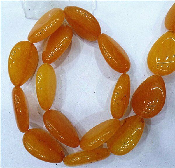 15 Grains / 1 Strand 25x18x7mm Yellow Malay Jade Teardrop DIY Loose Beads HH8038