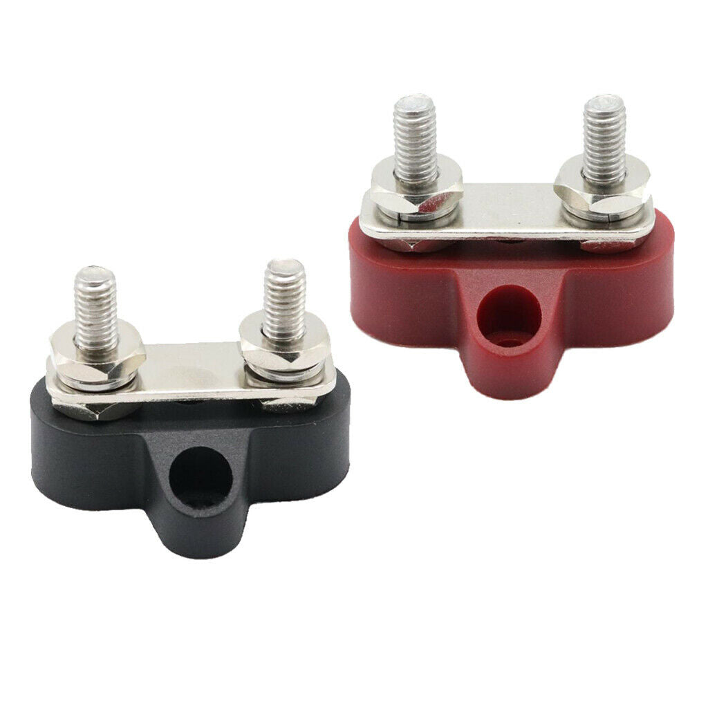 2x M6 Busbar Power Distribution Box Terminal Block 48V Heavy Duty Red + Black