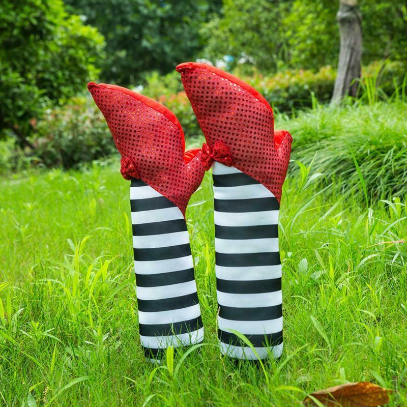 Halloween Witch Striped Prosthetic Legs Garden Scary Decorations Ghost Orname FT