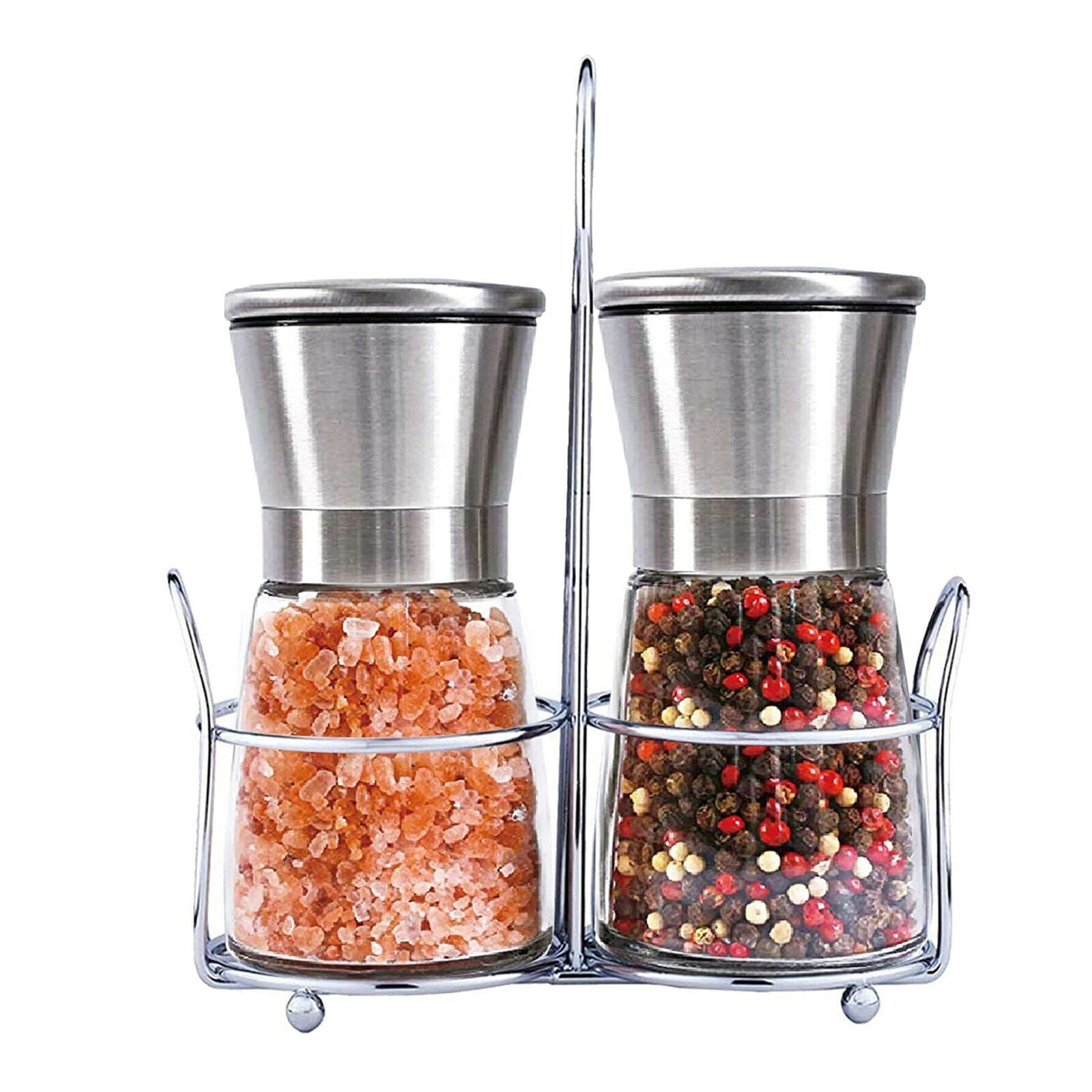 Refillable Adjustable Salt and Pepper Grinder Coarse Mill Glass Shakers Kitchen