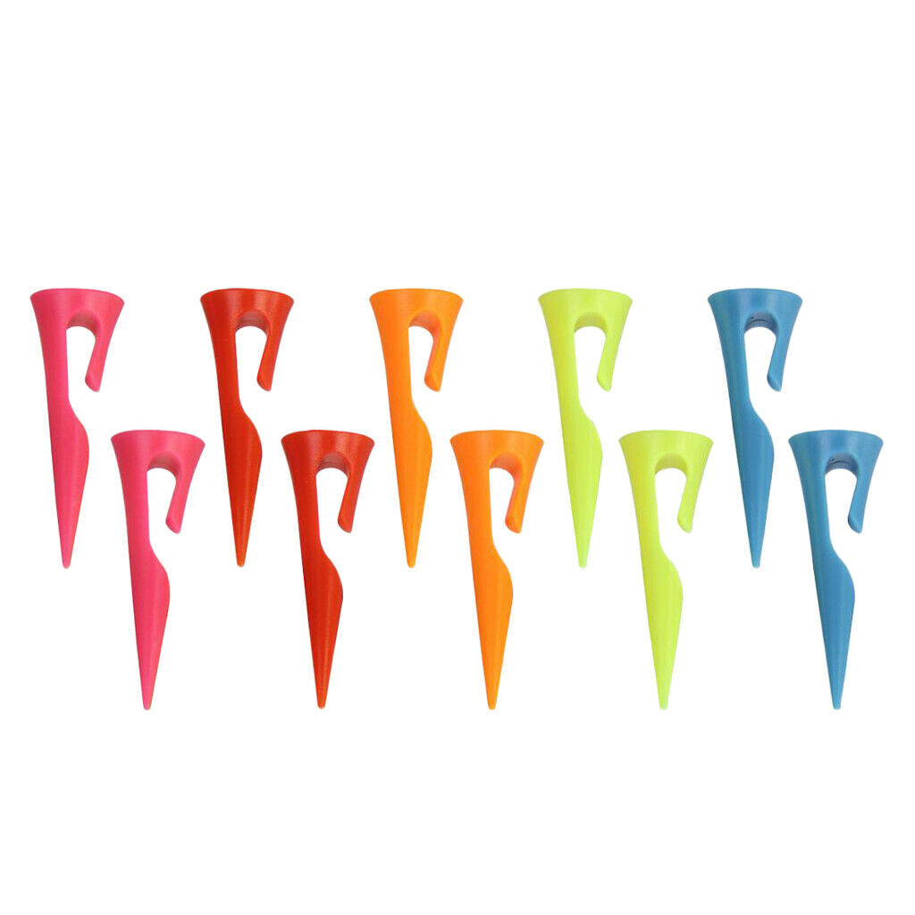10 Piece Portable Colorful Golf Tees with Hook Clip for Easy Carrying 42.5mm