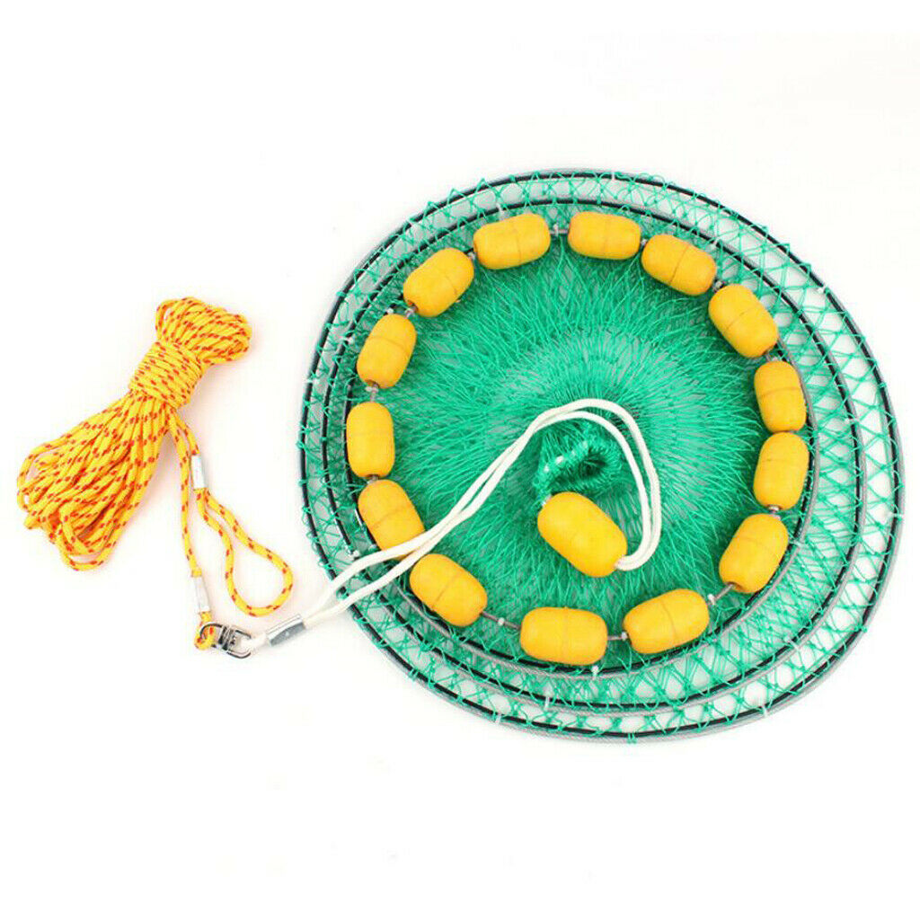 Buoyancy Fishing Net Trap Three-Layer Folding Fish Cage with 14 Float Balls