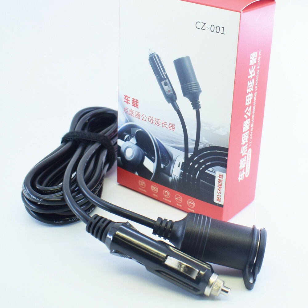 1pc 1.8M 18AWG 12V Car Cigarette Lighter Socket Male to Female Extension Cable