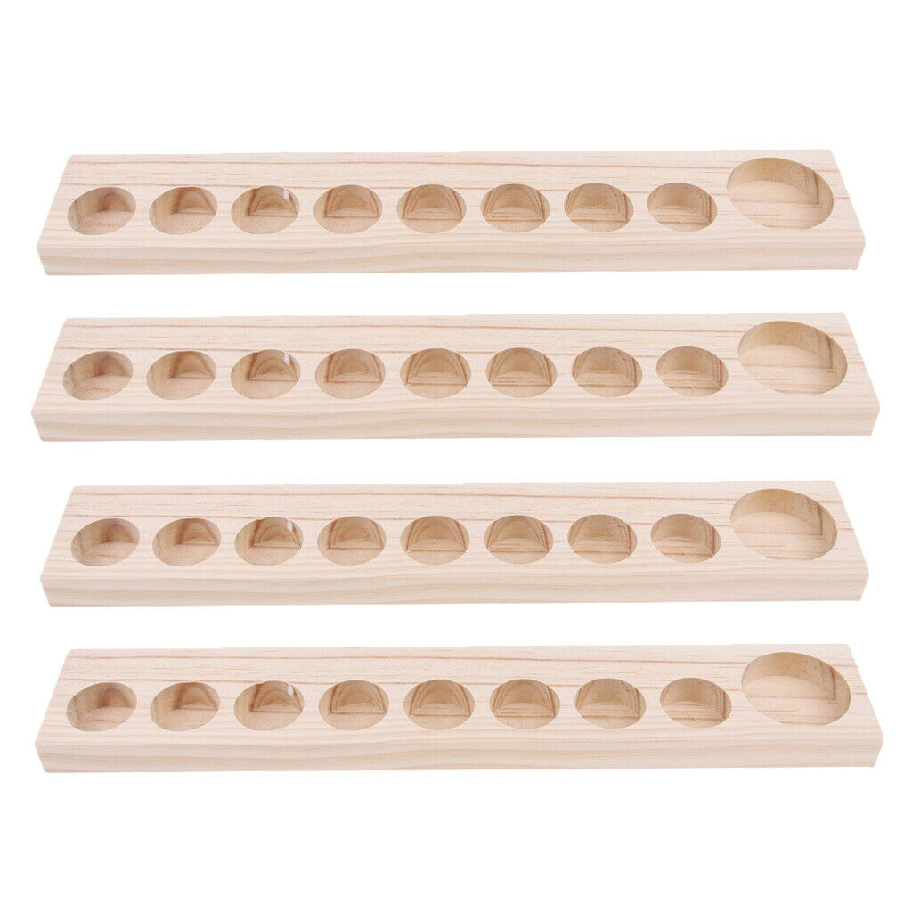 4Pcs Wooden Essential Oil Holder Display Storage Rack Tray Organizer 9 Slot