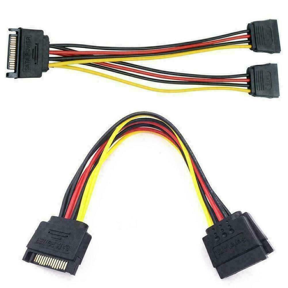 SATA Power 15-pin Y-Splitter Cables Adapter Male to Female For HDD Drive hot