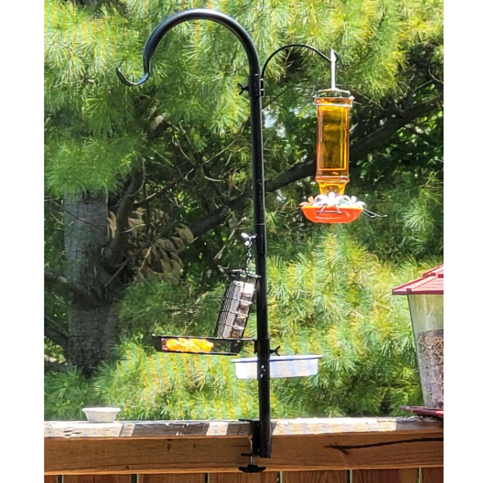 Metal Deck Hook Wild Bird Feeder Pole Heavy Duty Patio Feeding Station Kit