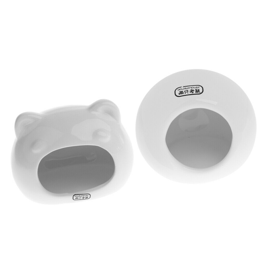 2 Pcs Ceramic Hamster Bedding Hideout Nest, Chinchilla Cage Accessories, Hamster