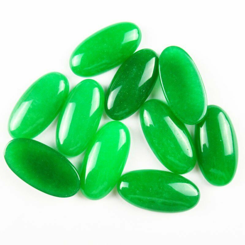 8pcs 30x15x6mm A+ Green Jade 36g Oval Cab Cabochon A-313JM