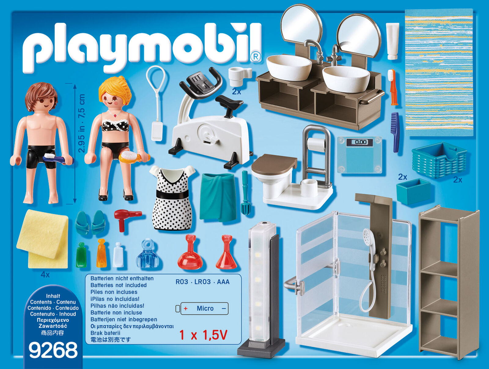 9268 Playmobil Bathroom with Working Lights City Life Suitable for ages 4 years