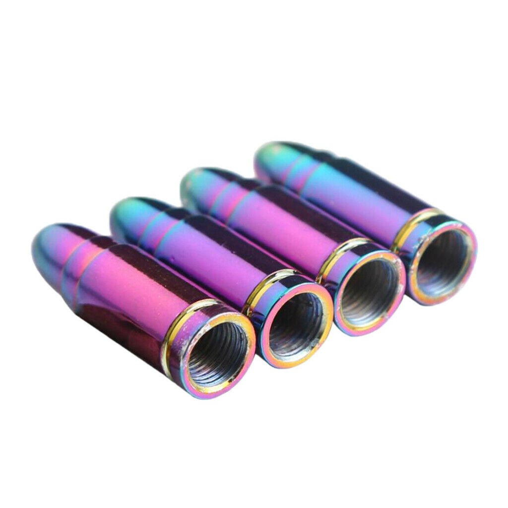 4Pcs Auto Motorcycle Bullet Aluminum Tire Valve Stem Caps Colorful