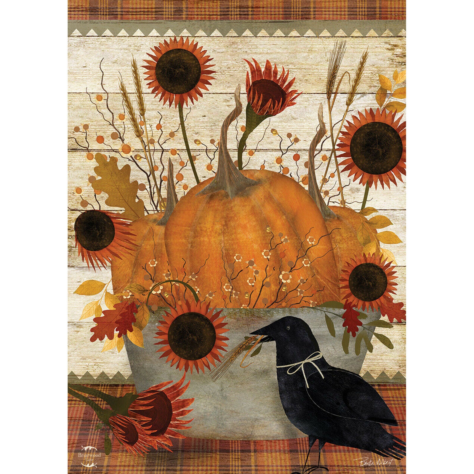 Briarwood Lane Primitive Pumpkins Autumn House Flag Sunflowers Fall 28" x 40"