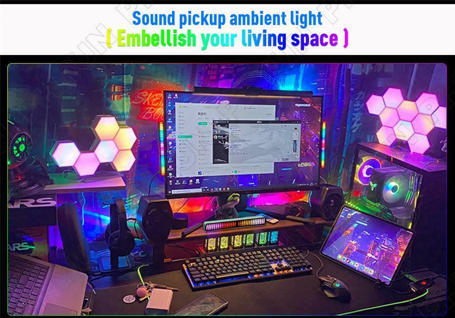 RGB LED Voice Activated Dynamic Color Lamp Music APP Control Light Bar Universal