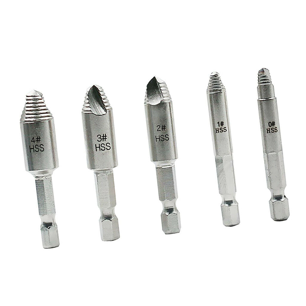 5pcs Screw Extractor Drill Bits Guide Broken Damaged Bolt  Remover