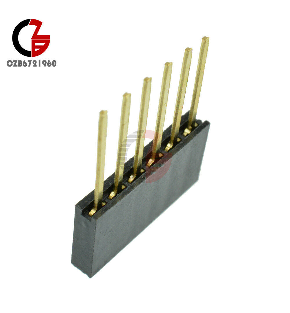 100pcs 6 Pin Single Row Stackable Shield Female Header 2.54mm Pitch Fit Arduino