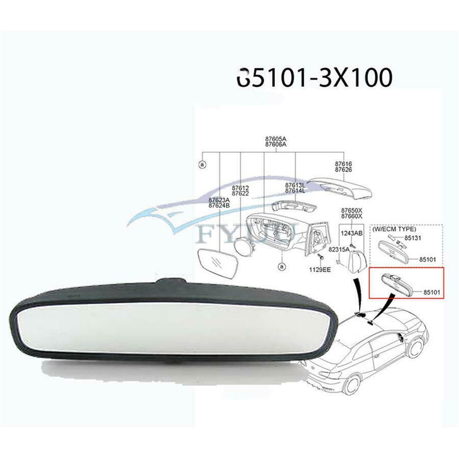 851013X100 Rear View Mirror Inside For Hyundai Sonata Elantra Veloster Kia Forte