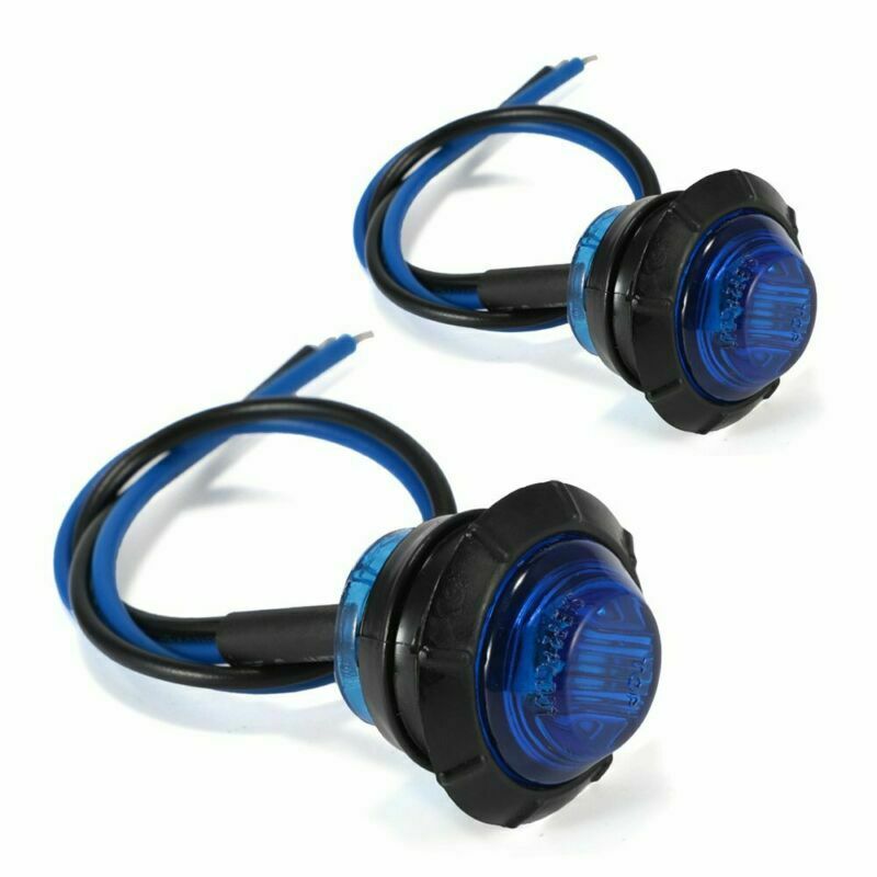 Pack10 Smoked Round Side Marker lights 3/4"LED Bullet Light Truck Trailer Blue