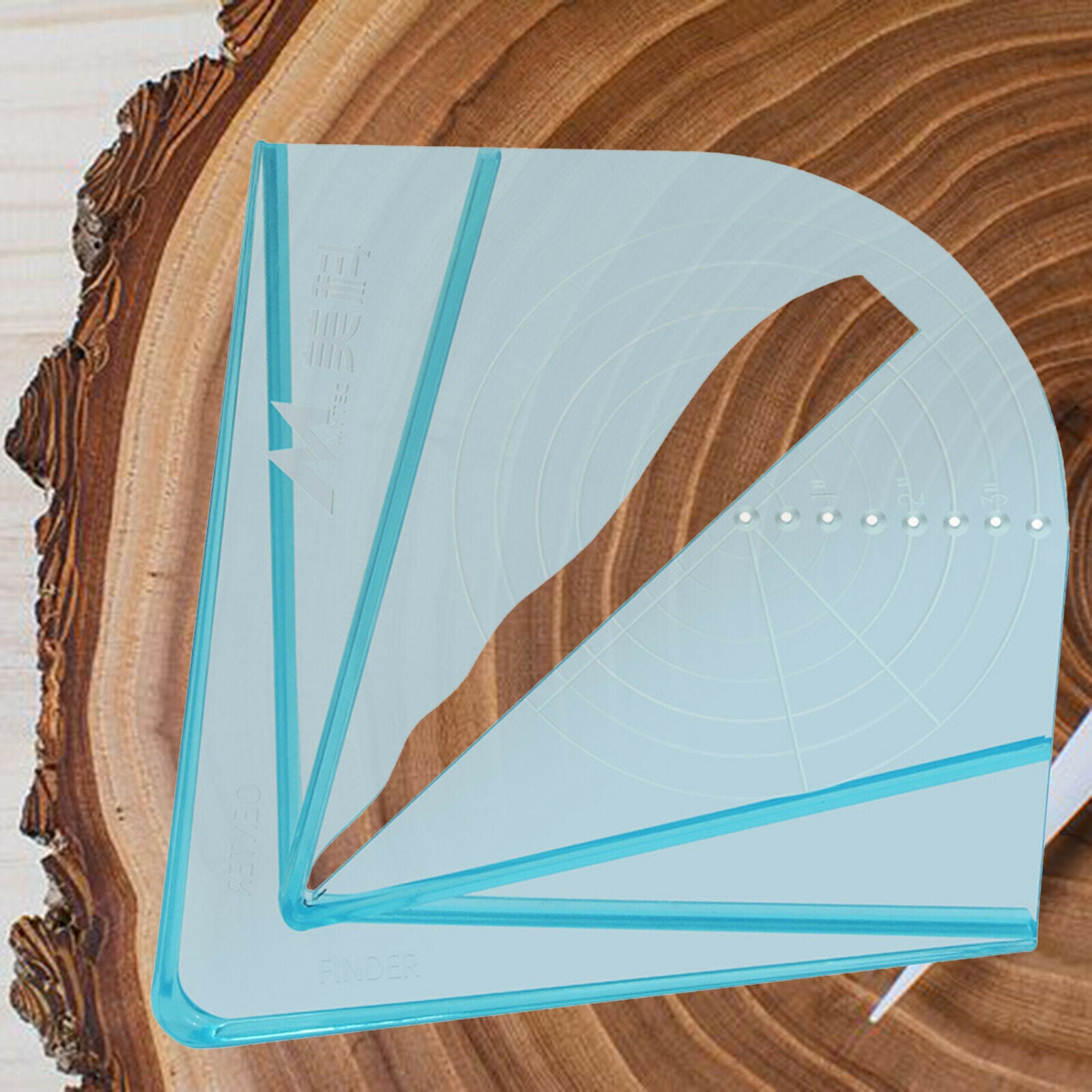Blue Portable Center Finder Ruler Irregular Wood Acrylic Wood Turner Tools
