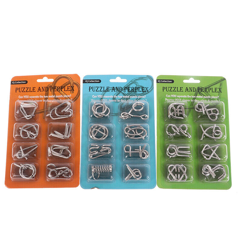 8Pcs/Set Metal Montessori Puzzle Wire IQ Mind Brain Teaser Puzzle ToysI7CA