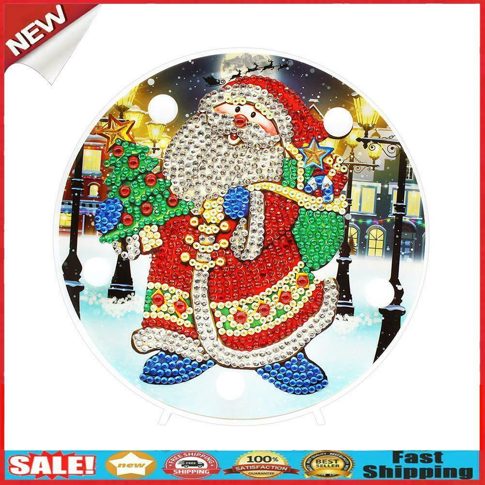 DIY LED Special Shaped Diamond Painting Santa Claus Needlework Home Lamp @
