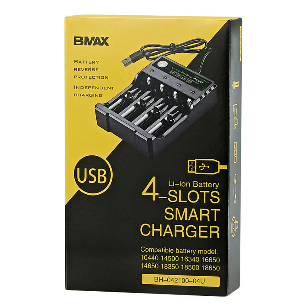 18650 Charger 4-Slot Li-Ion Lithium Battery Player Amplifier USB Charging Stand