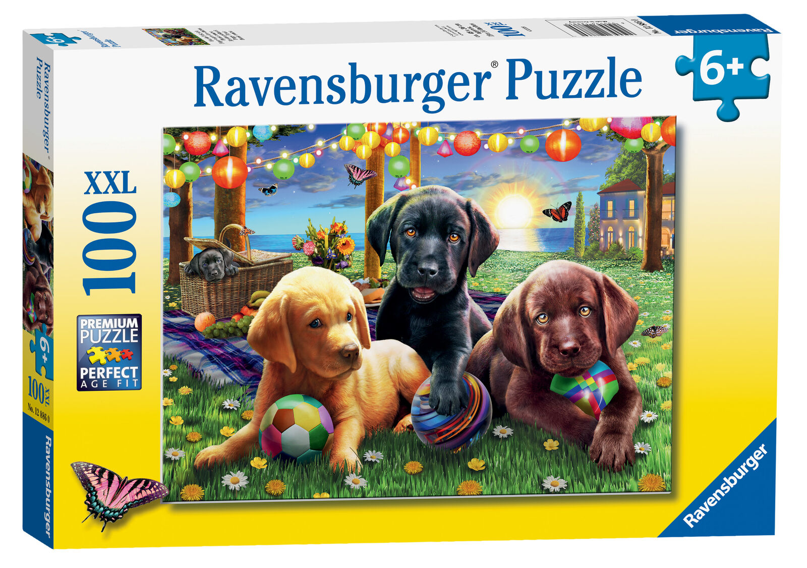 12886 Ravensburger Puppy Picnic XXL 100pc Children's Jigsaw Puzzle Age 6 Years+