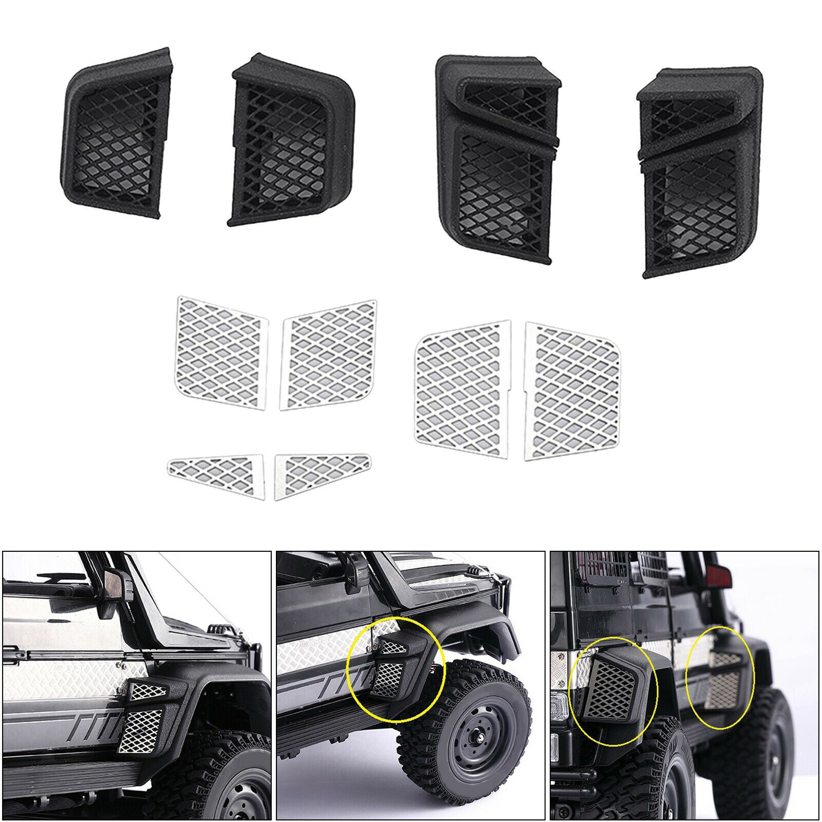 Front Rear Wheel Eyebrow Side Exhaust Grille Kit for MN86S MN86KS RC Crawler