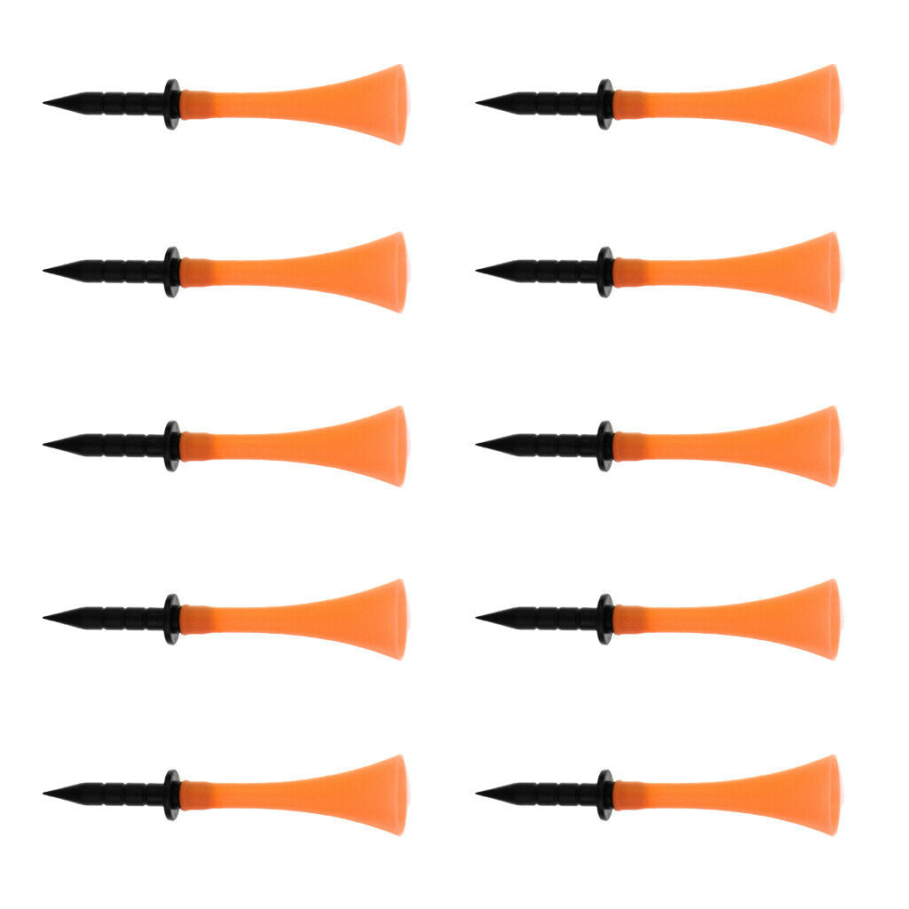 Pack of 10 Orange Rubber Golf Tees 83mm - High Quality