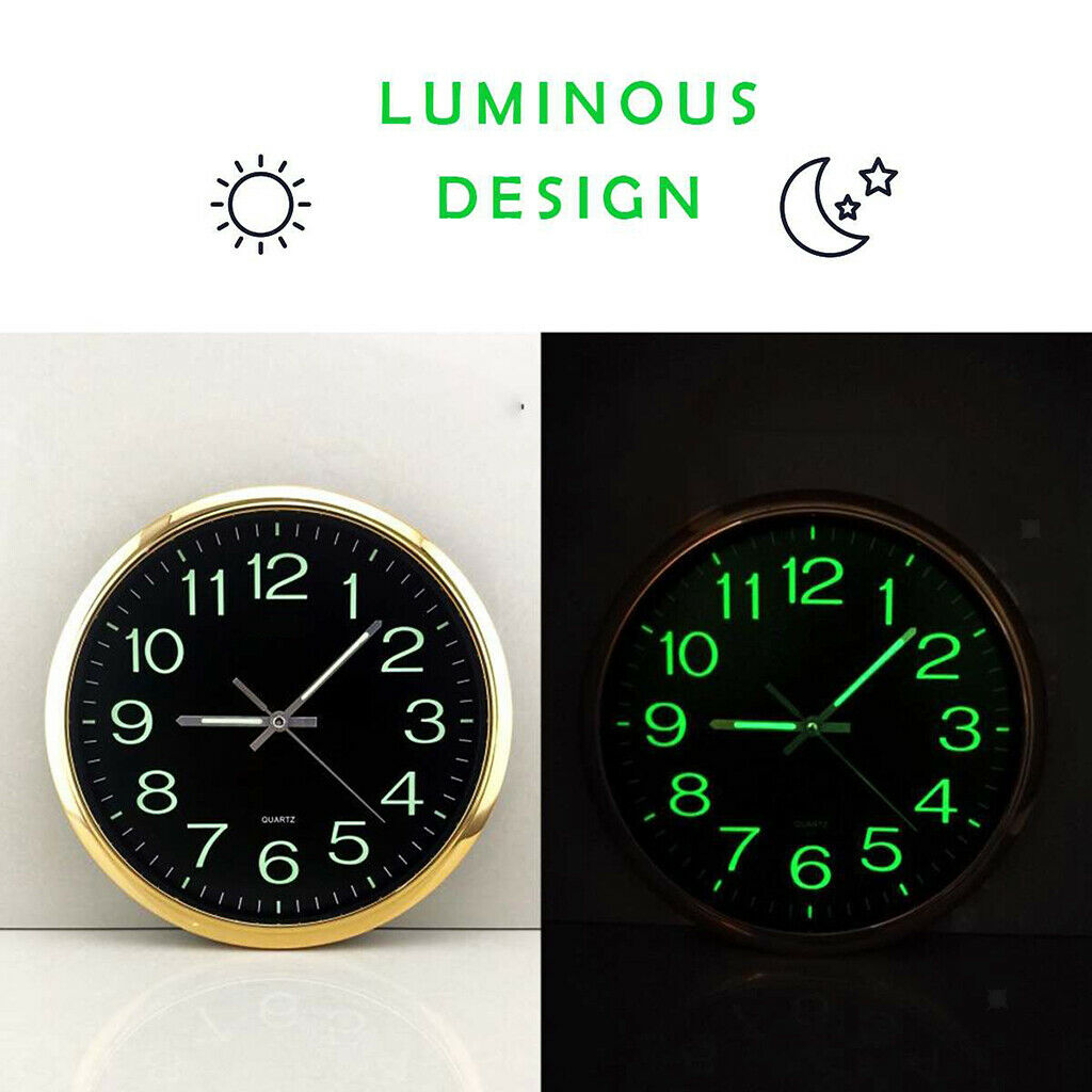 Large Luminous Wall Clock with Night Light Quartz Indoor Home Office Decor