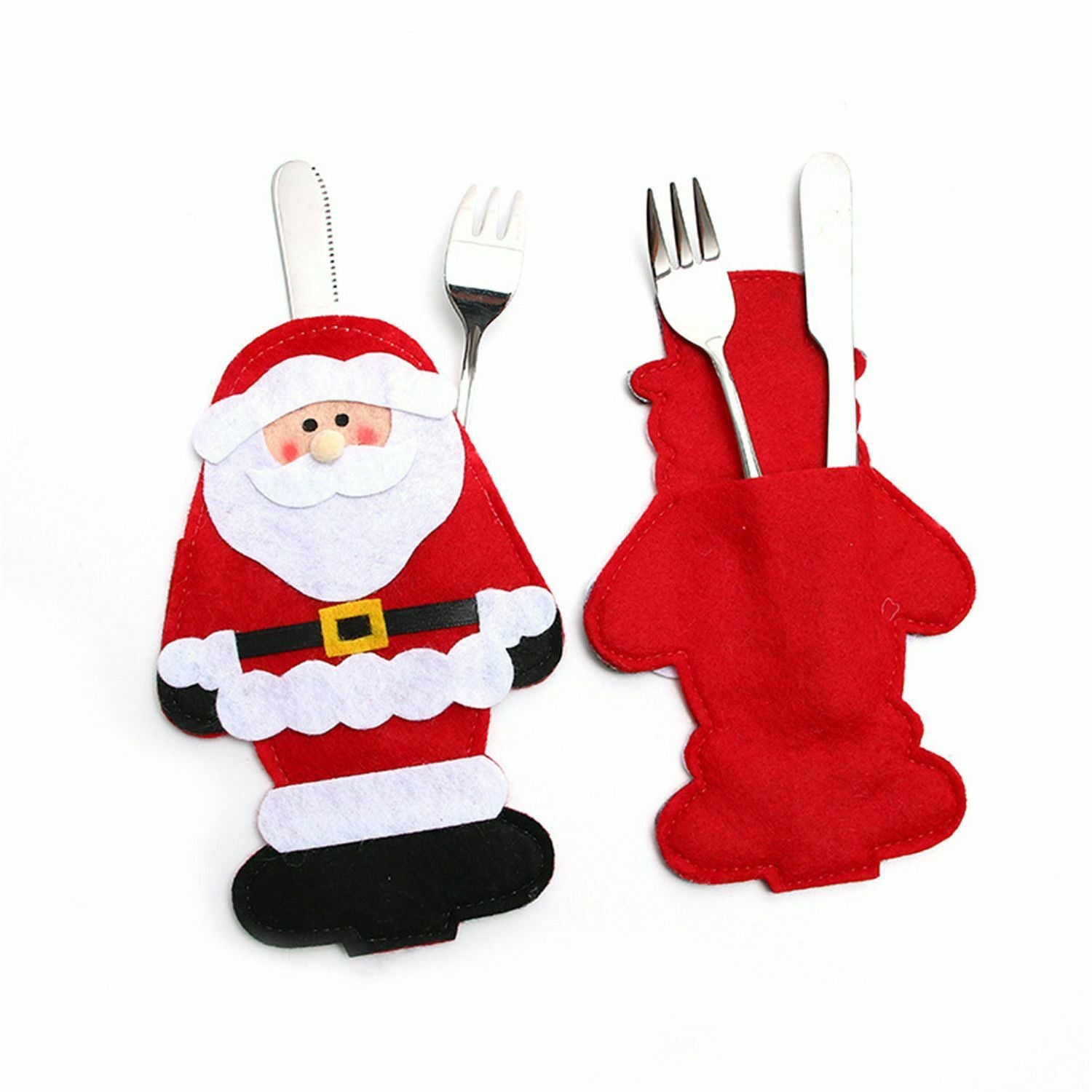 Home Christmas Party Decoration Cover New Year Decor Cutlery Bag Fork Case