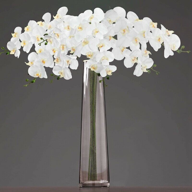 2Pcs 38inch Artificial Real Contact Orchids Flowers 9Heads Latex PhalaenopsiF6G7