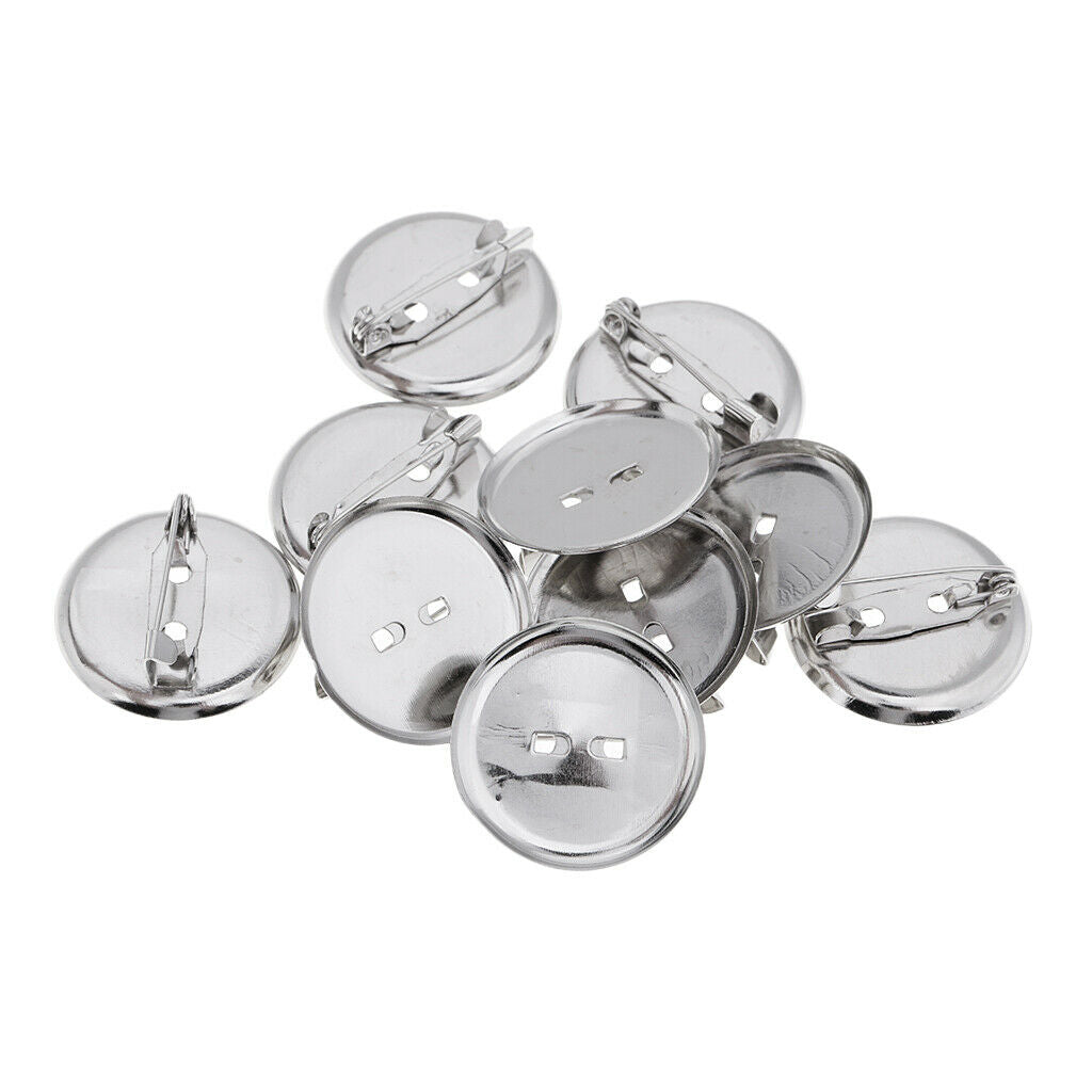 23MM Metal Brooch Base Pins Pin Back Button Parts Pin Disk Base Pad 10 Pcs