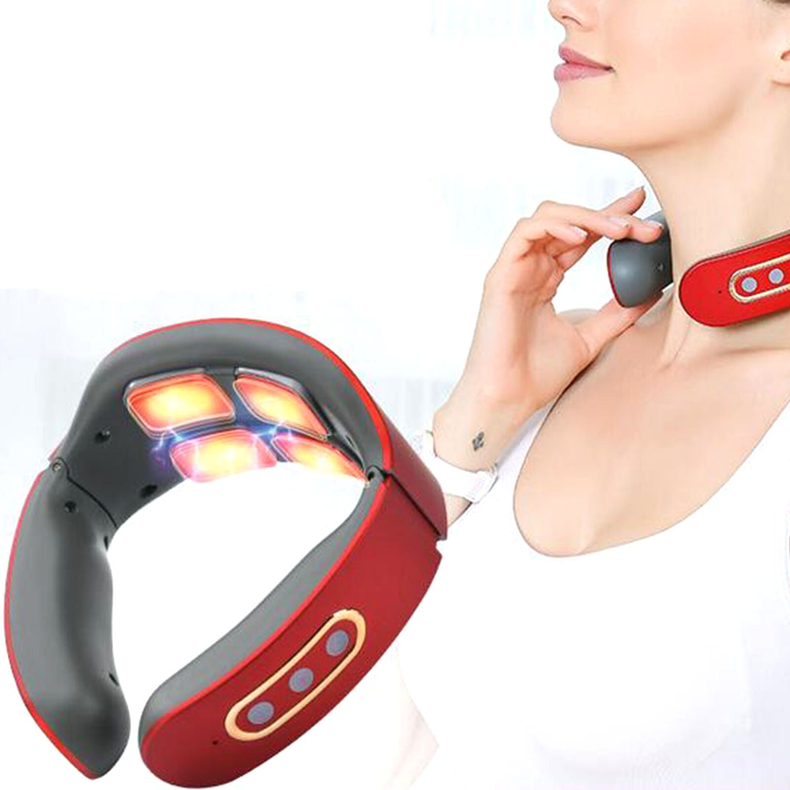 Rechargeable Electric Cervical Neck Massager Relax Heated Body Musle Relief Pain
