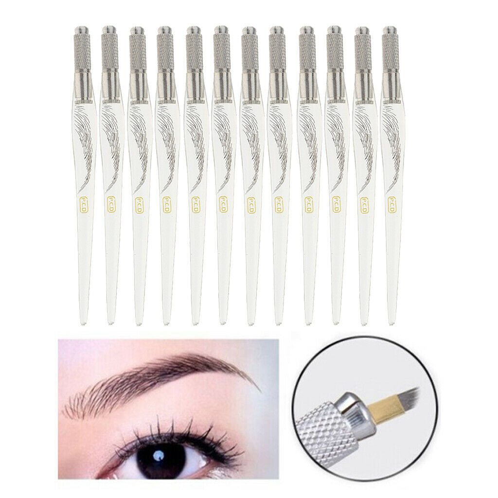 12Pcs Reusable Microblading Pen Lip Line Manual Tattoo Pen Machine Supplies