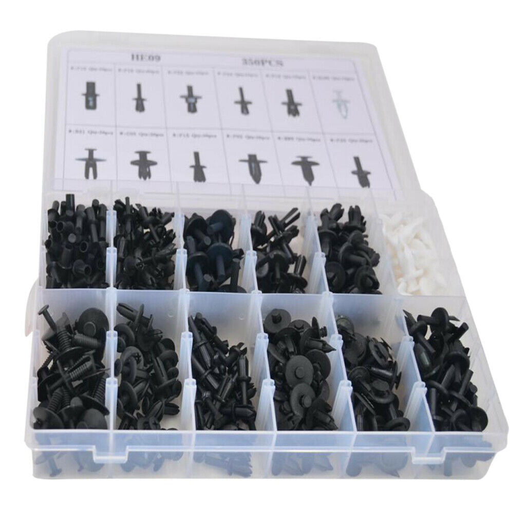 350 Pack Mixed Car Body Push Pin Rivet Fasteners Door Hood Fender Fastener