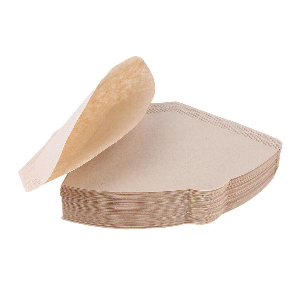 Pack of 100 Pcs #4 Coffee Filter Paper Natural Brown Cones Count Unbleached