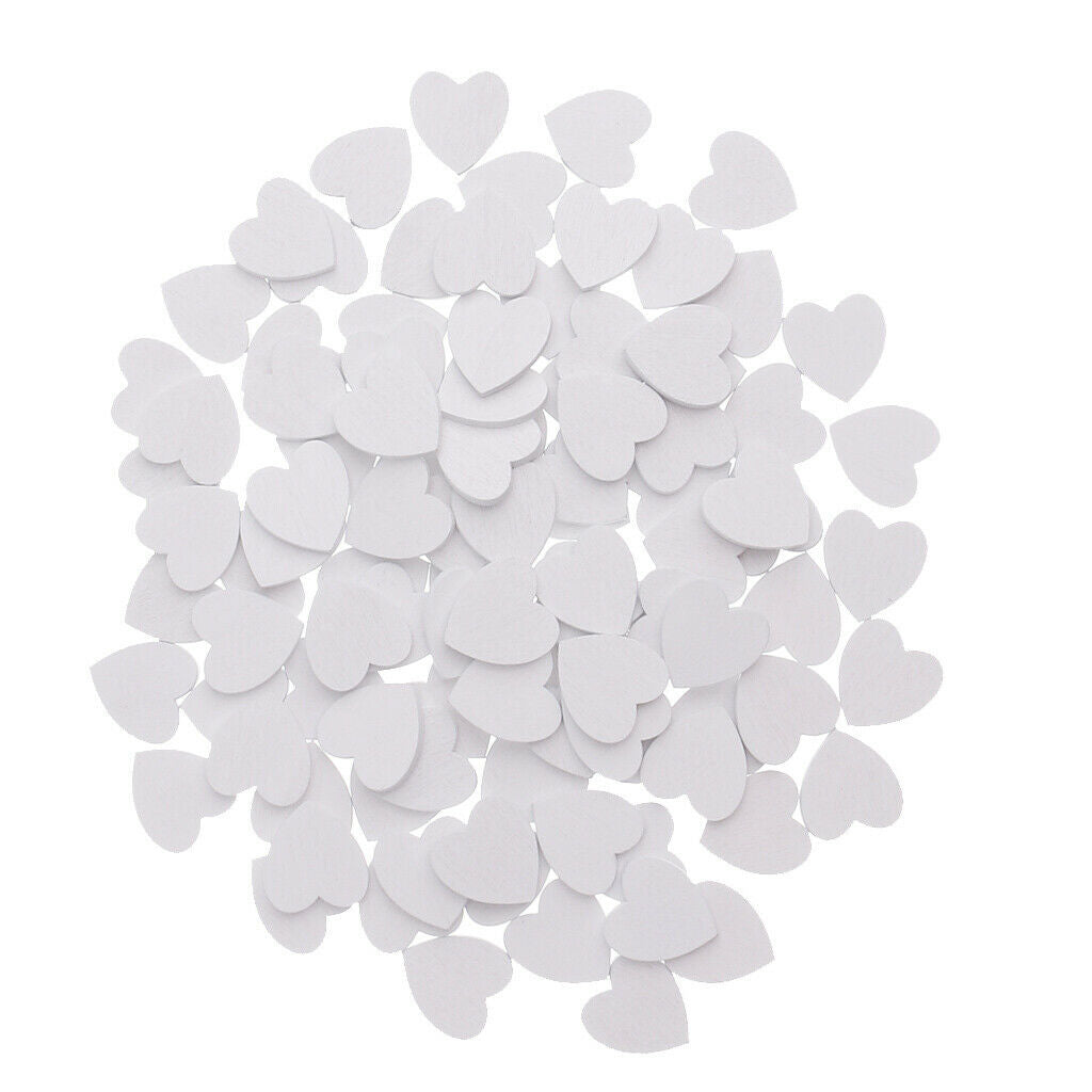 100 Pieces White Wooden Slice, Unpainted, Blank Love Heart Embellishments,