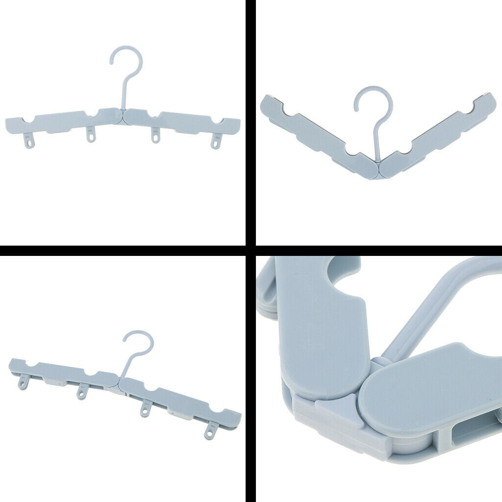 Foldable Clothes Hanger Portable Travel Coat Drying Rack with 4 Clips Blue