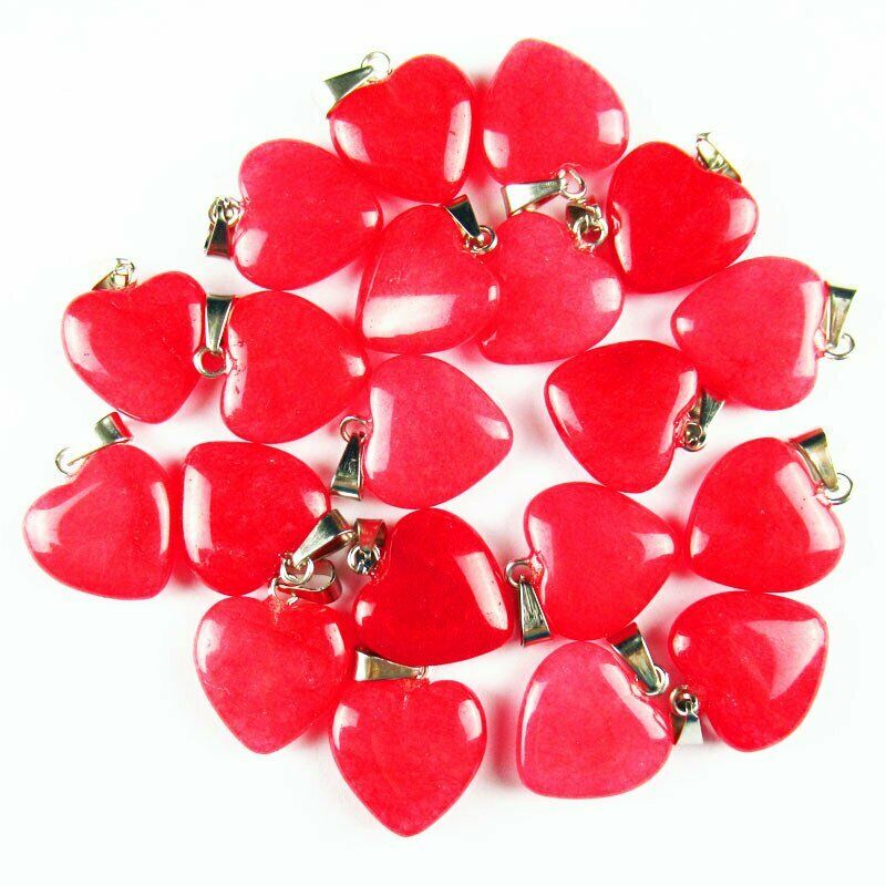 10pcs 18g 16x16x5mm A+ Red Jade Heart Pendant Bead A-203SK