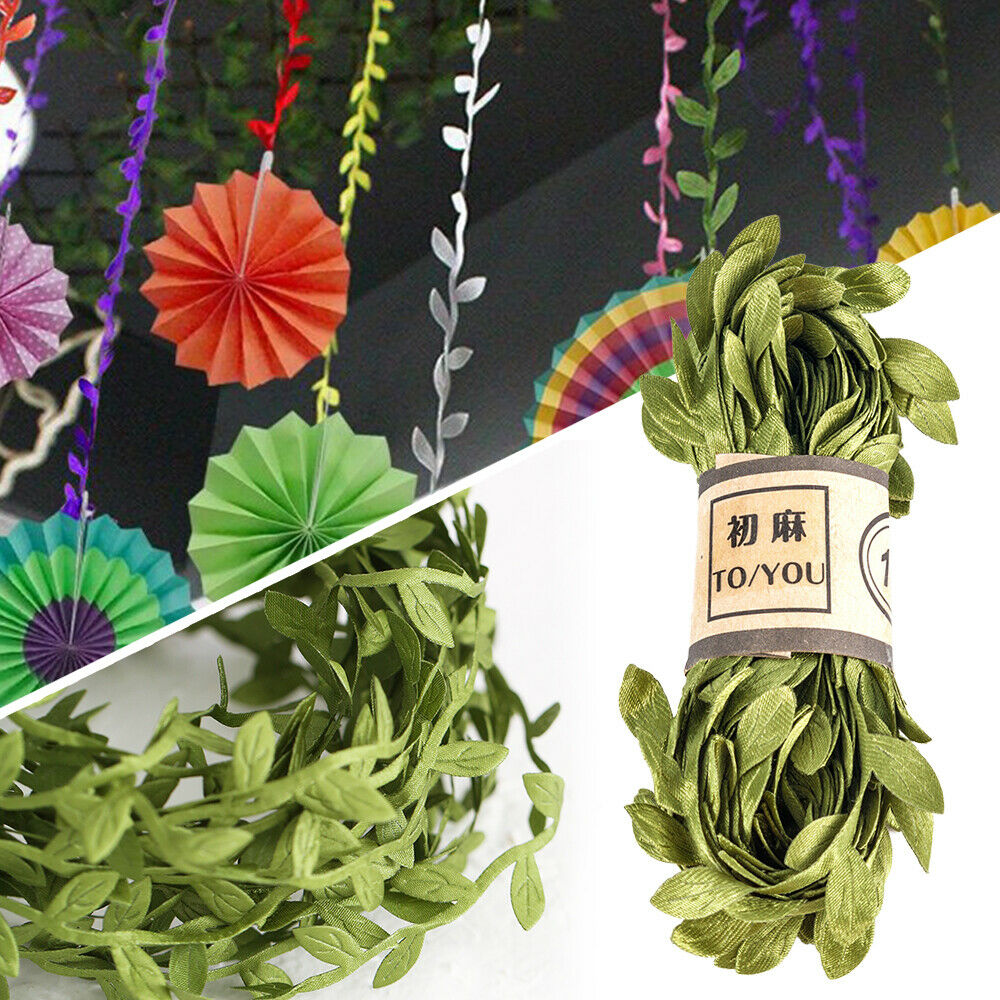 10M DIY Garland Green Leaf Wire Vine Rattan Artificial Flower For Diy Wreath