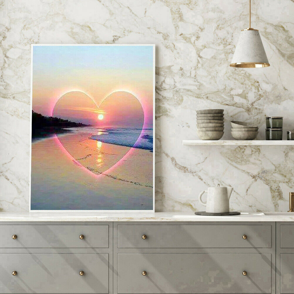 Full Round Drill Diamond Painting DIY Love Sunset Cross Stitch Embroidery @