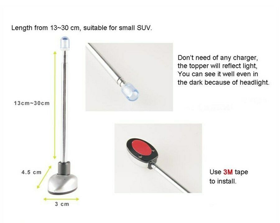 Aluminum Car Antenna Vehicle Elasticity Bumper Corner Pole Safety Position Pole